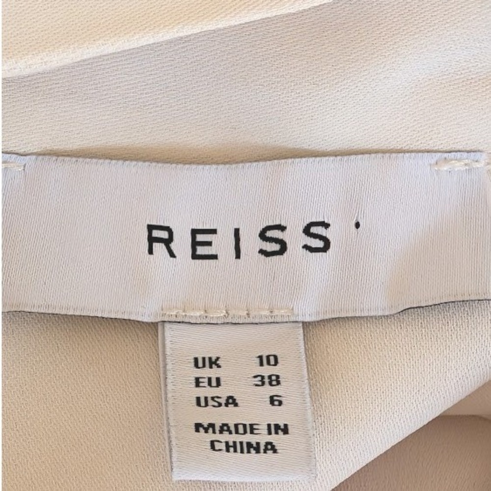 Reiss Marta Colorblock Pussybow Dress Cream Red Tie Neck Long Sleeve Size 6 - Picture 7 of 10